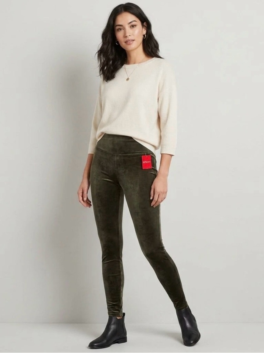 Spanx Dark Palm Velvet Leggings - Size Large